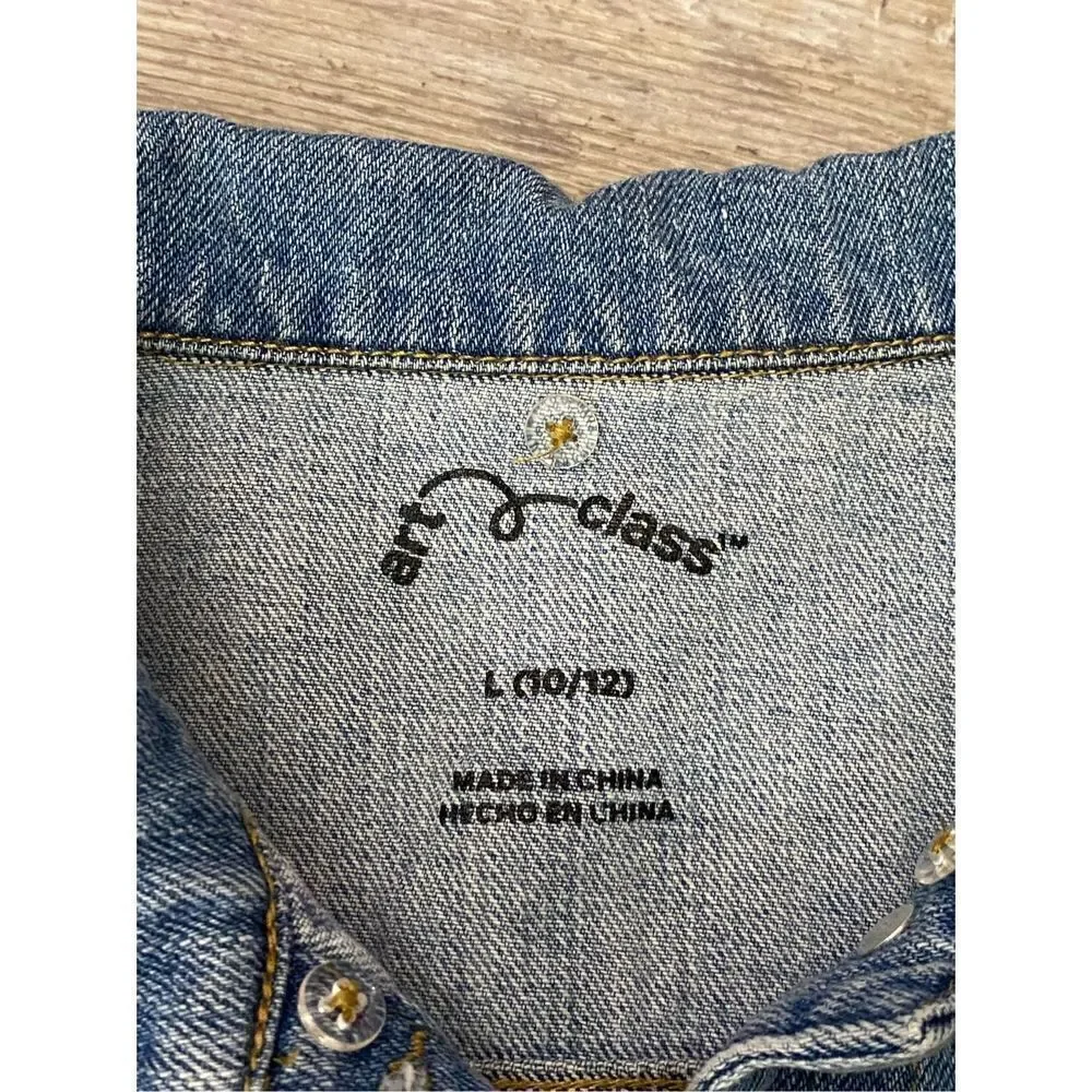 Art of Class Jean Jacket Denim Embrace Your Inner Flower Girls Size L 10/12